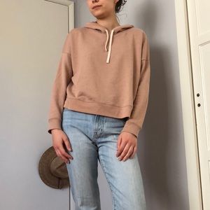 Madewell blush pink hoodie with white drawstrings!